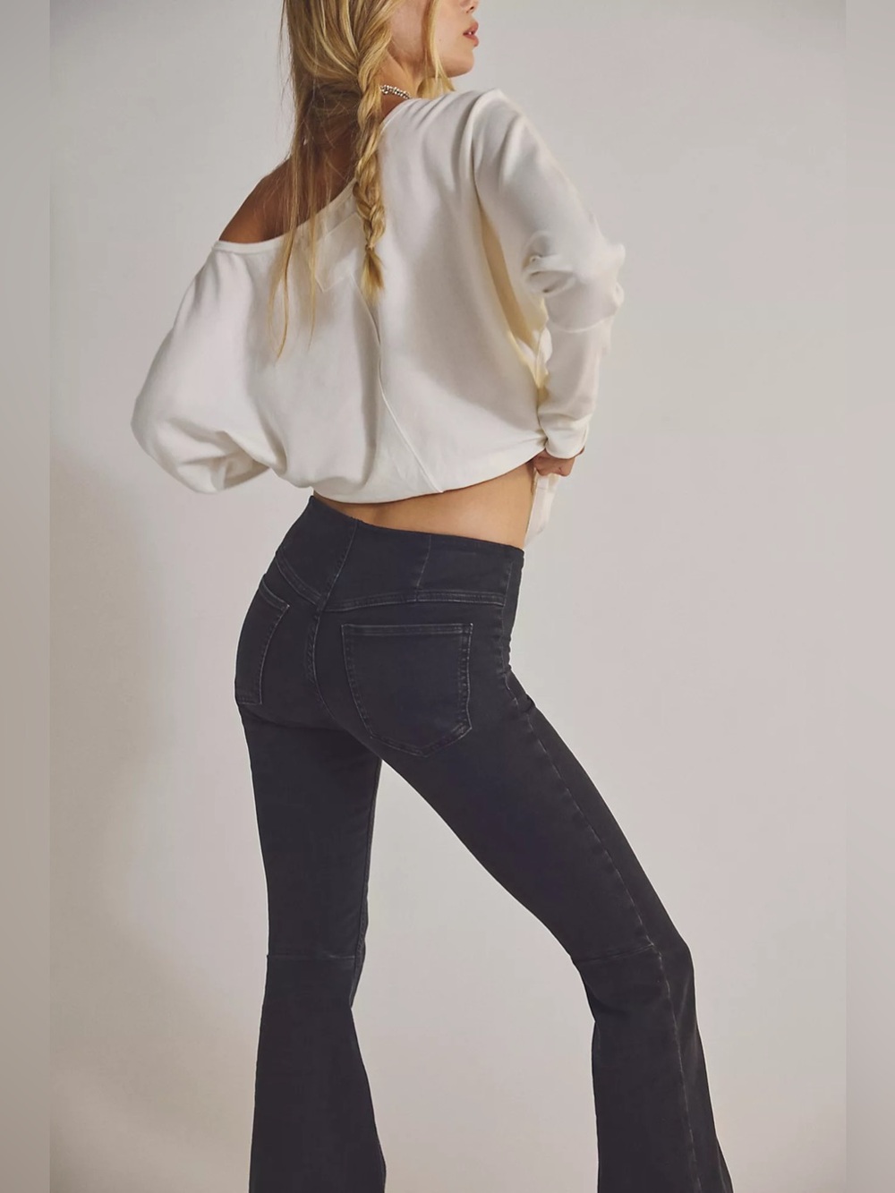 We The Free Low Rise Penny Pull-On Flare Jeans in Black
